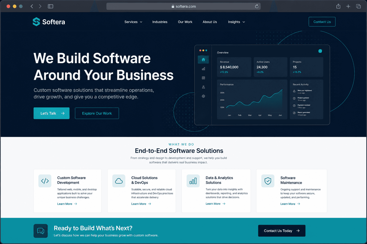 Softera custom business website on desktop and mobile